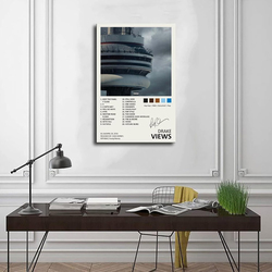 Ygulc Drake Poster Views Music Album Cover Signed Limited Edition Canvas Poster, 40 x 60cm, Multicolour