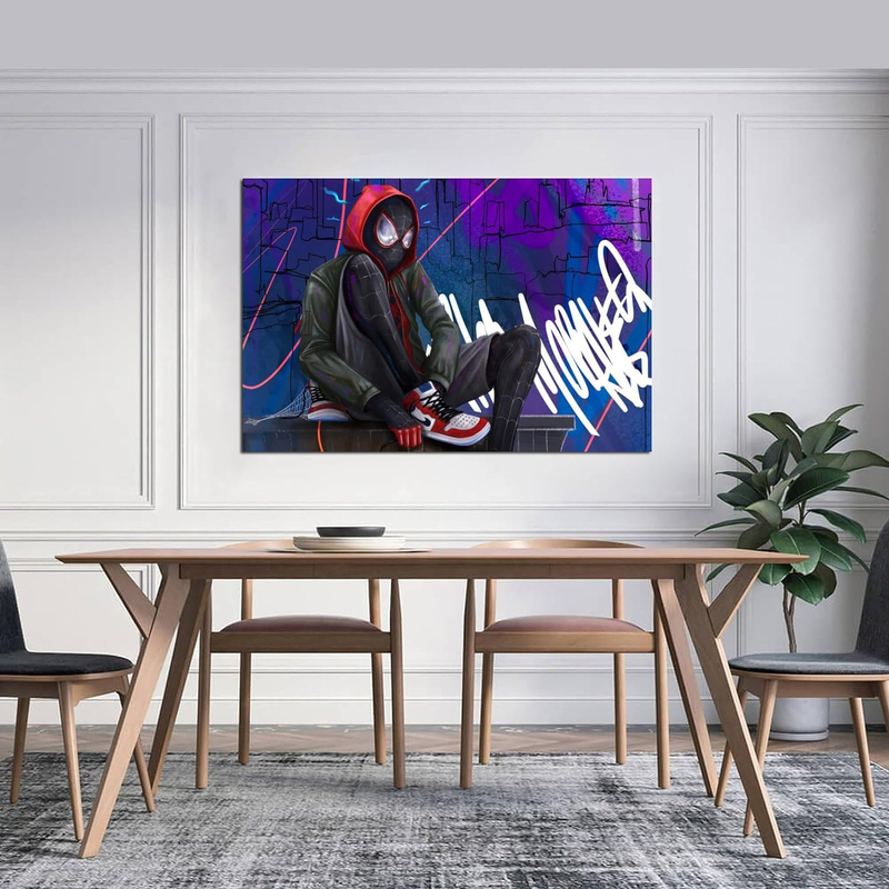 FINDEMO Superhero Miles Morales Spider Canvas Art Poster and Wall Art Picture Print, Multicolour