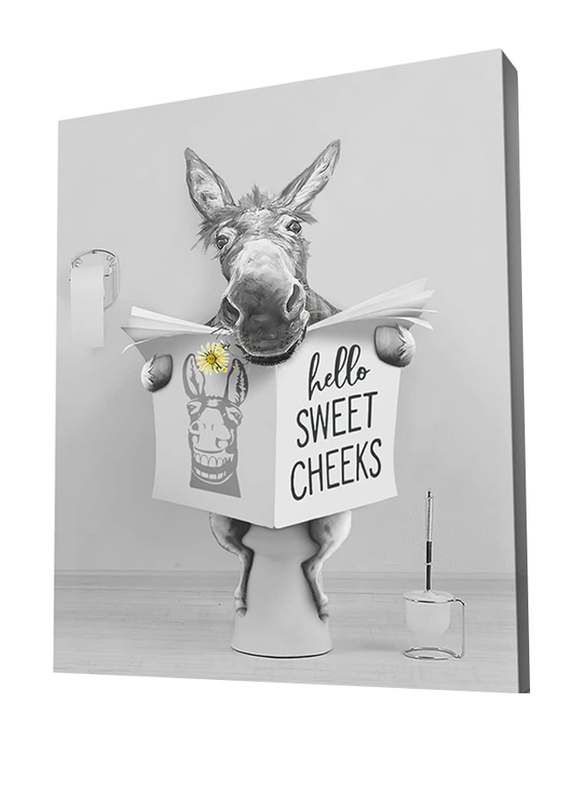 Parylore Farmhouse Bathroom Decor Wall Art Black and White Funny Donkey, Multicolour