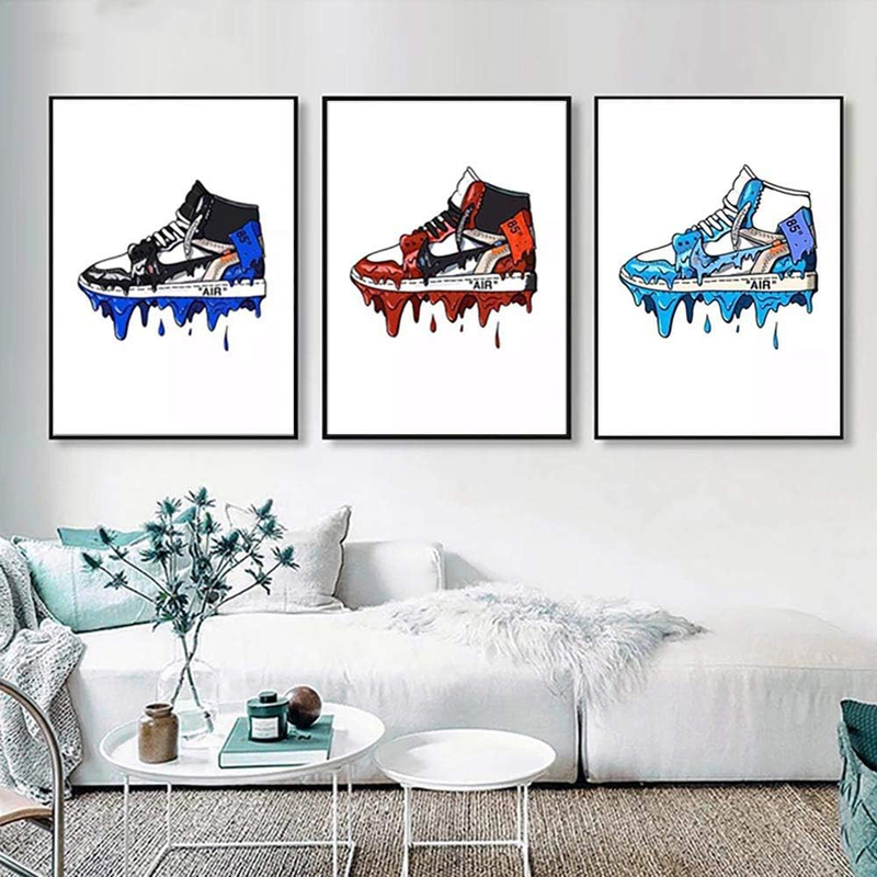 Pengda Home Decor Sneaker Michael Fashion 3 Piece Aj Shoes Air Painting Modular Canvas Poster, Multicolour