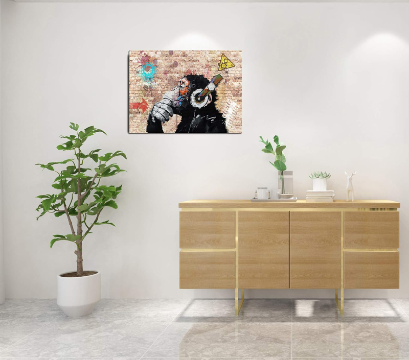 Qingyiwall Art Banksy Canvas Wall Art, Multicolour