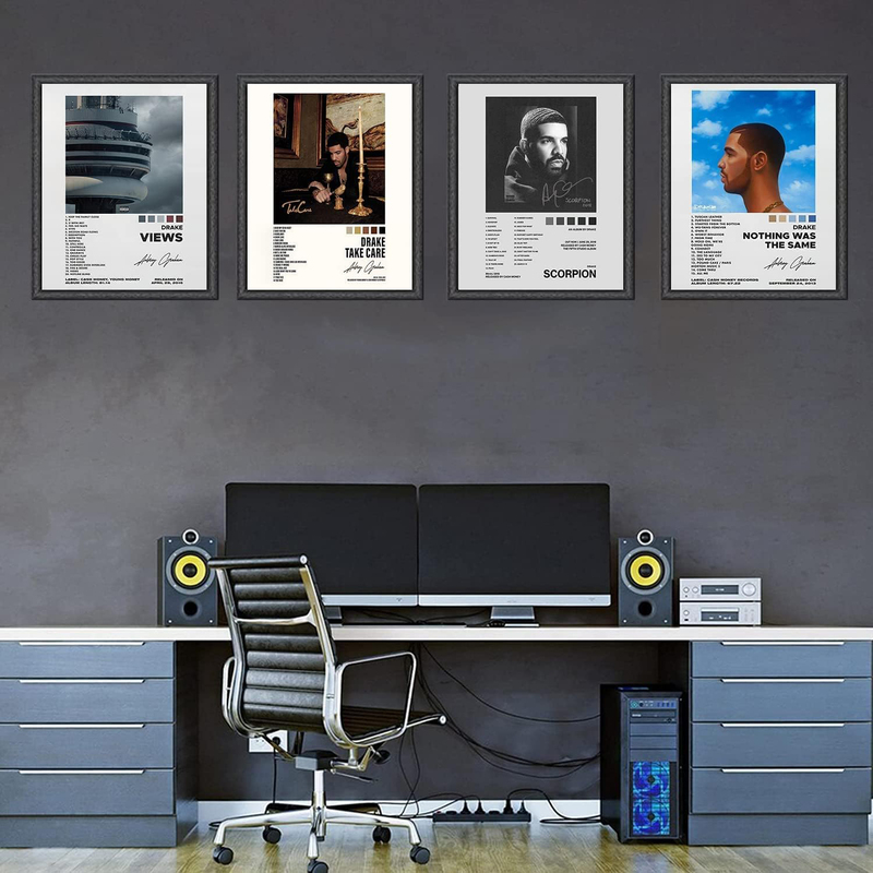 Glrssn Drake Signed Limited Posters Music Album Cover Posters Print Set, 4 Pieces, Multicolour