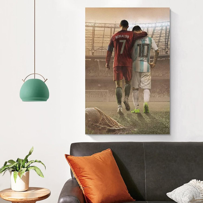 Nbhyk Cristiano Ronaldo And Lionel Messi Canvas Poster, 12 x 18-inch, Multicolour