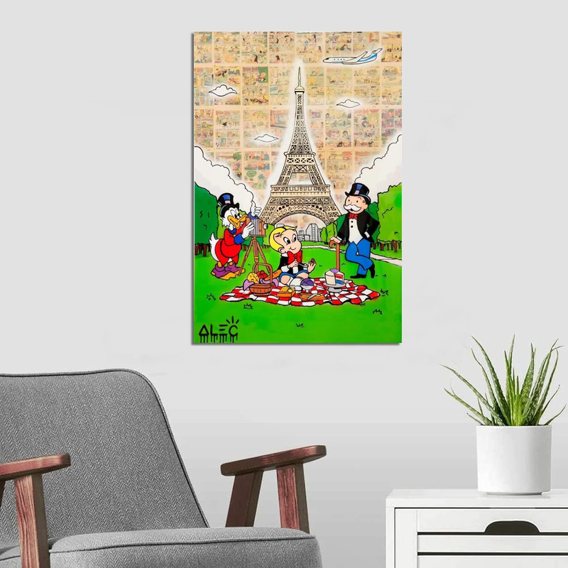 Ifunew ALec Monopolys Eiffel Tower Poster Decorative Painting Canvas Wall Art, 12 x 18 Inch, Multicolour