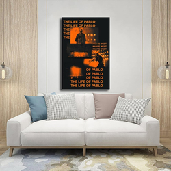 Kanye West The Life of Pablo Music Album Rapper Poster, Orange/Black