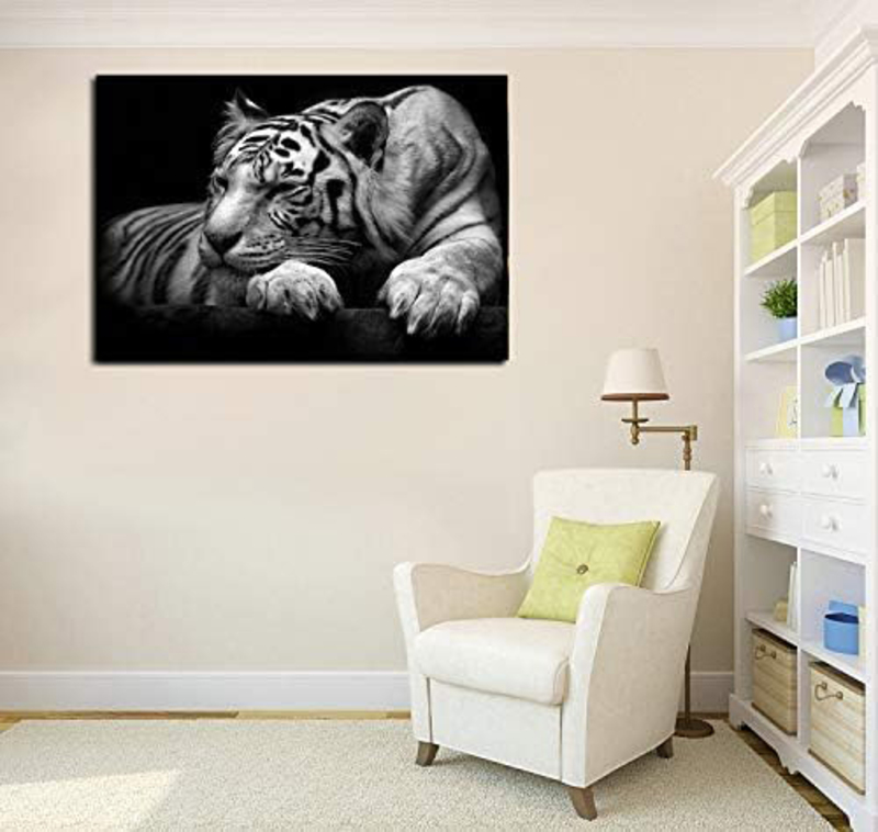 Vijf Arte Framed 16 x 20-Inch Tiger Wall Artworks, Black-White