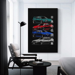 Alukap Japanese Jdm Legends Car Canvas Poster, 12 x 18-inch, Multicolour