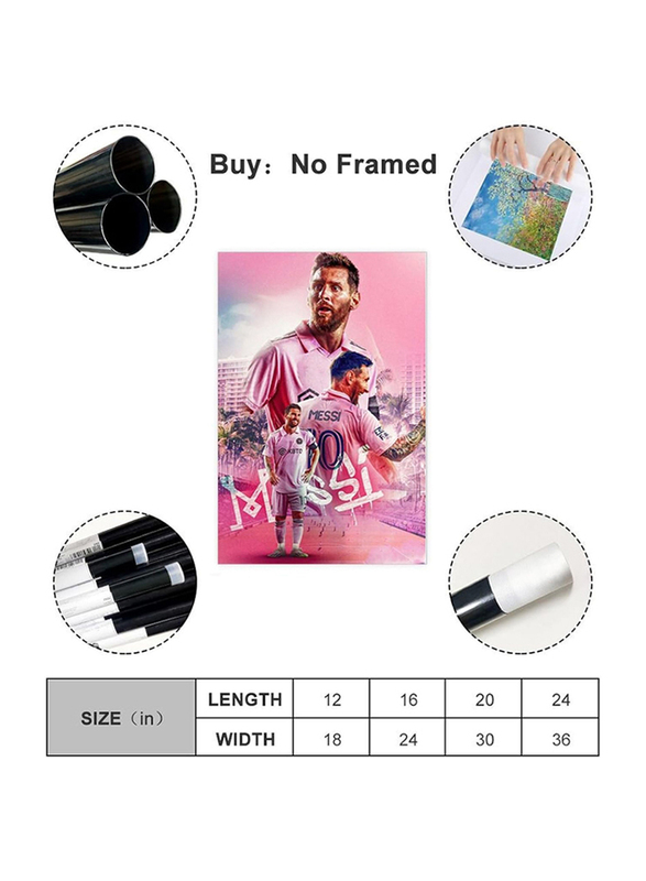 Lionel Messi Canvas Poster Wall Art Decor, 16 x 24 inch, Pink