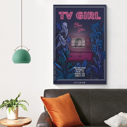 TV Girl Vintage Poster Canvas, Multicolour