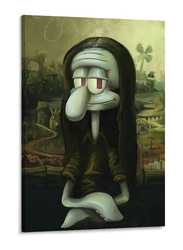 DDIIRO Squidward Famous Painting Lisa Funny Spoof Canvas Art Poster & Wall Art Picture Print Modern Family Bedroom Decor Framed Poster, Green/Black