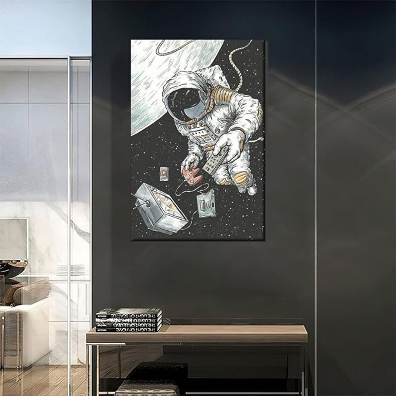 Xunmei Anime Spaceman Play Video Gaming Canvas Posters, Multicolour