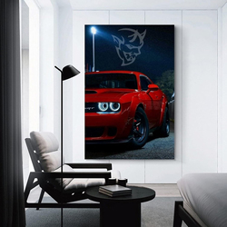 Fhzy Caroster Dodge Demon Canvas Art Poster, Multicolour