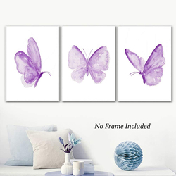 QXNRT Butterfly Wall Art Prints Poster, 3 Pieces, Multicolour