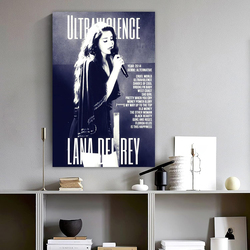 Lana Del Rey Ultraviolence Poster Art Wall Canvas Pictures for Modern Office Decor Vintage Prints Unframed Tubiey, 12 x 18 inch, Black/White