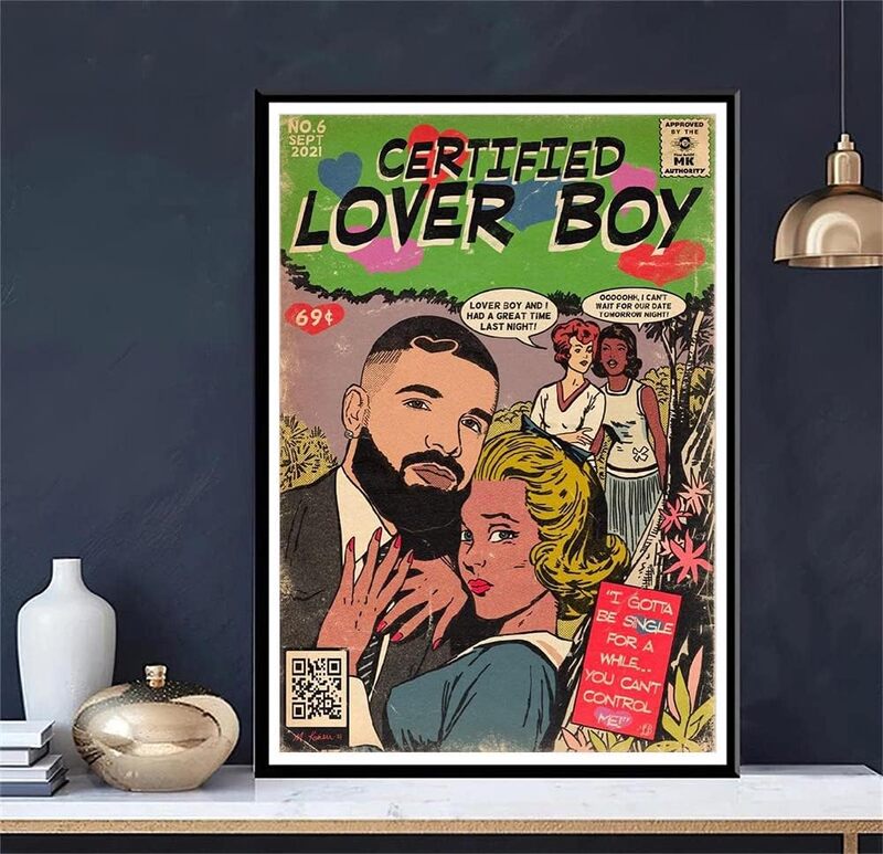 Motlwat Drake Certified Lover Boy Music Album Canvas Wall Art Poster, 16 x 24 inch, Multicolour