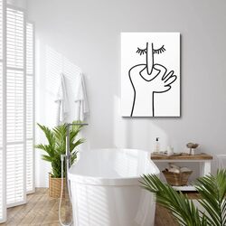 Pttkktbm Funny Bathroom Canvas Wall Art Poster Toilet Artwork, Black/White