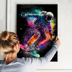 RVRBKTS Framed Astronaut Wall Art Space Pop Culture Graffiti Street Art Painting Pictures, Multicolour