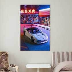 Jdm Car Poster Japanese Night Street Art Hanging Poster, Multicolour