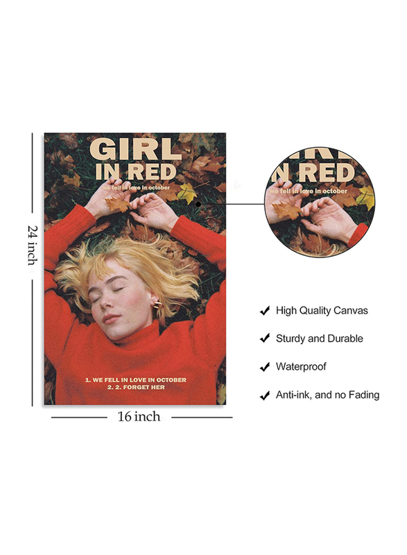 Hemtik Girl In Red We Fell In Love In October Music Canvas Poster, Multicolour
