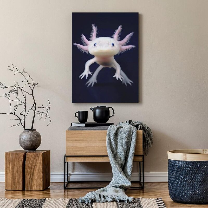 Reptile Animal Axolotl Canvas Wall Art Poster, 16 x 24 inch, Multicolour