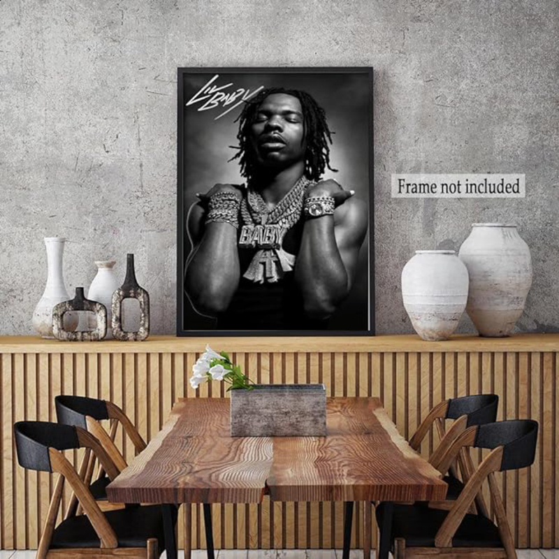 Easyflash Famous Singer Lil Baby Art Wall Poster, 12 x 18inch, Black
