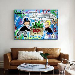 Zlqeesaa Monopolys Rich Air Ways Aircraft Decorative Canvas Wall Art Poster, 16 x 24 inch, Multicolour