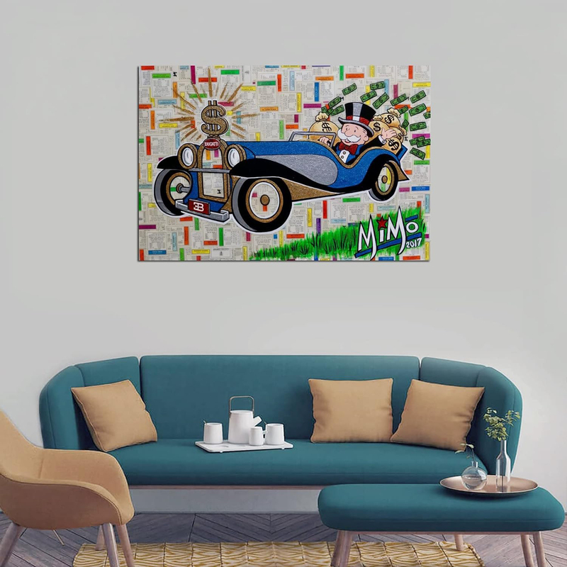 Ewm Alec Monopolys B Antique Car Poster Decorative Painting Canvas Wall Art, Multicolour