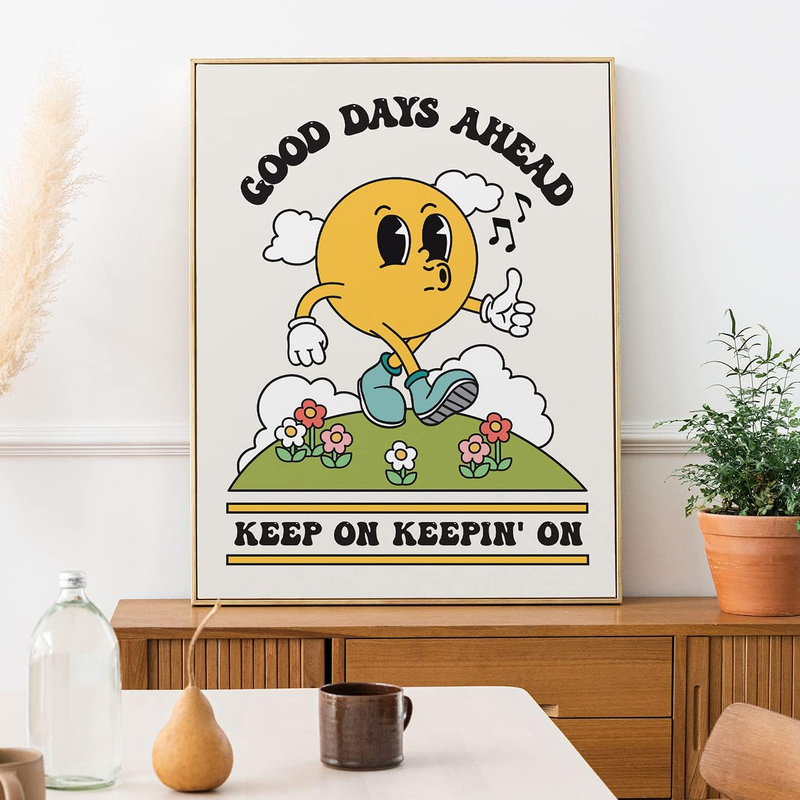 Artivo Retro Aesthetic Positive Quote Good Days Ahead Print Poster, 12 x 16-inch, Multicolour