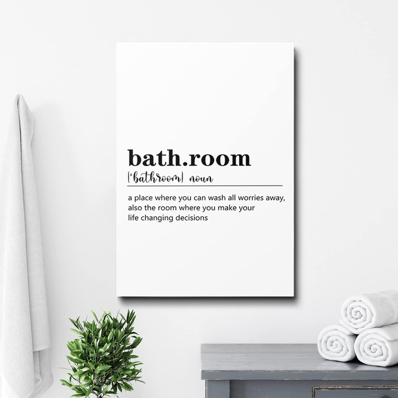 Pttkktbm Bathroom Definition Canvas Wall Art Poster, Black/White