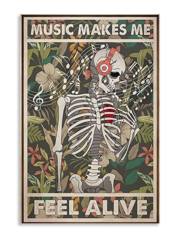 HAYOY Music Skull Art Poster, Multicolour