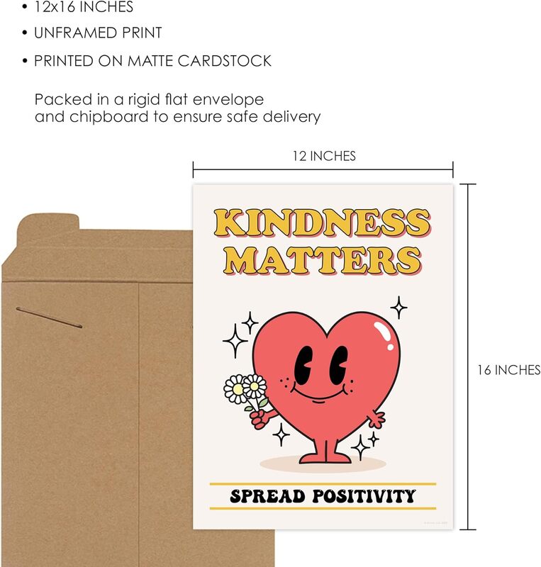 Artivo Retro Poster Heart Kindness Matters, Multicolour