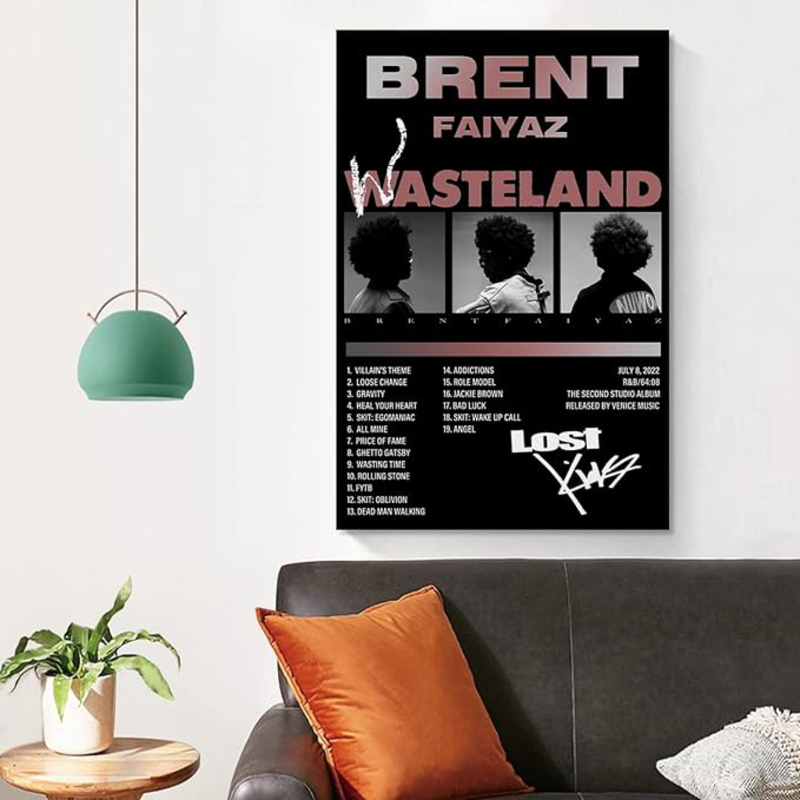 Ypxzzj Brent Faiyaz Wasteland Album Cover Poster, 30 x 45cm, Multicolour
