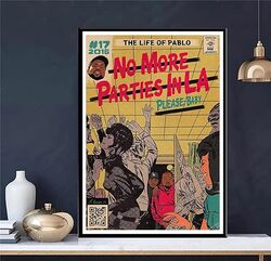 Motlwat Kanye West & Kendrick Lamar No More Parties in LA Music Album Canvas Posters, Multicolour