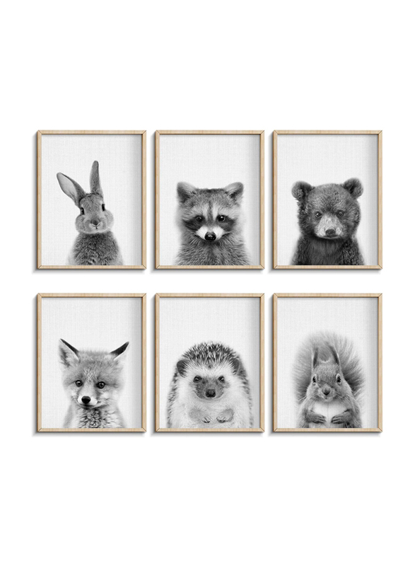 EPHANY Canvas 12 x 16-Inch Cute Nursery Decor Baby Animal Nordic Print Set Poster, Black-White