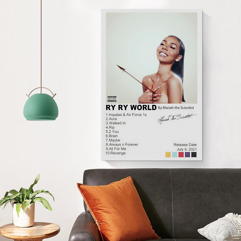 Unframed Canvas 16 x 24-Inch Mariah the Scientist "Ry Ry World" Album Cover Poster, Multicolour