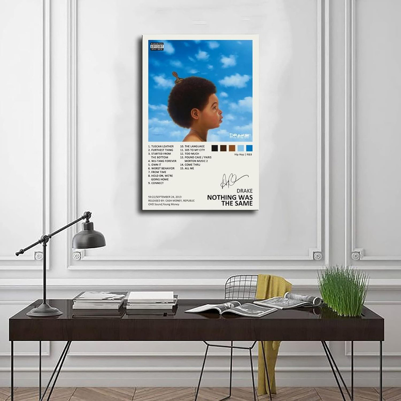 16 x 24-Inch Unframed Canvas Drake Nothing Was The Same Music Album Cover Signed Limited Edition Poster Wall Art, Multicolour