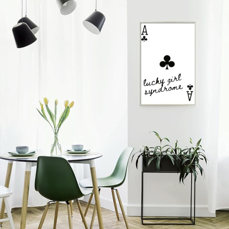 Oppqrrs Funny Girly Preppy Ace Playing Poker Canvas Posters, Multicolour