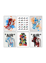 LIYA Design Prints Unframed 6-Piece x 8 x 10-Inch Hypebeast Sneaker "Nike Air Jordan" Wall Art Set Poster, Multicolour