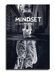 BCQ Mindset is Everything Motivational Animal Inspirational Interesting Cat and Tiger Poster, 30 x 45cm, Black