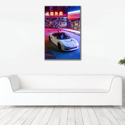 XUEMEI Jdm Aesthetic NSX Car Canvas Prints Picture Paintings for Bedroom Wall Decor Gift Framed, 20 x 30cm, Multicolour