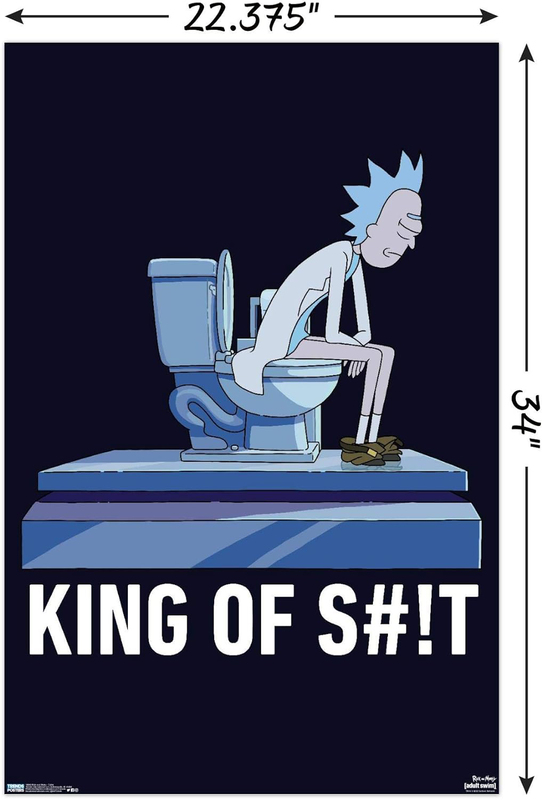 Trends International Rick and Morty Toilet Wall Poster, Black/Blue
