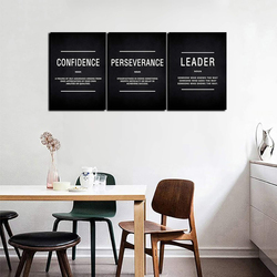 Cbaipy Inspirational Motivational Quote Confidence Perservance Leader Wall Art Canvas Poster Set, 3 Pieces, 12 x 16-inch, Black