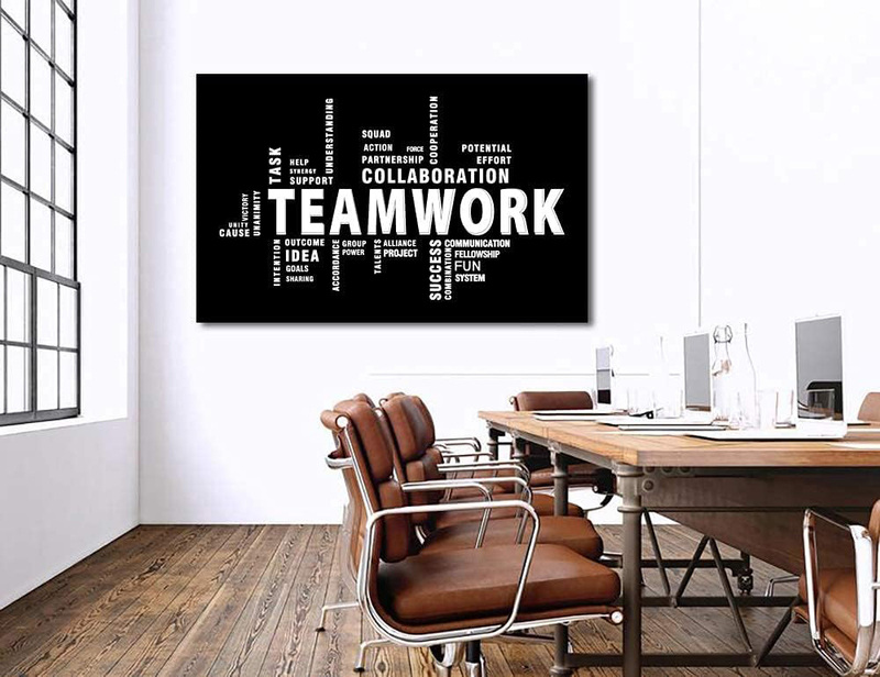 Amart Sun Motivational Quotes Teamwork Canvas Wall Art, Black/White