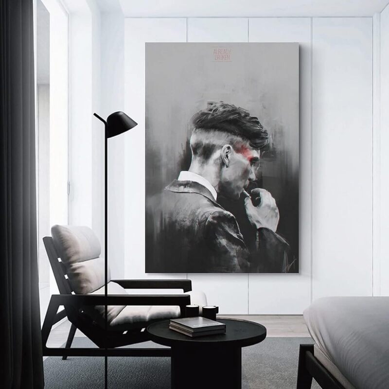 Hitecera Art Posters Thomas Shelby Poster Decorative Painting Canvas Wall Posters, 16 x 24 inch, Black/White