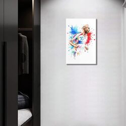 Tishiron Soccer Star Famous France Football Player Zinedine Zidane Canvas Wall Art, 24 x 16 inch, Multicolour