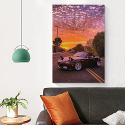 Qlazo Jdm Car Sports Japan Miata Modified Jump Lights Sunset Cool Poster, 12 x 18-inch, Multicolour