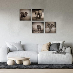 Xingchenji Art Elephant Wall Art Animals Canvas Painting Poster, 12 x 12, Grey