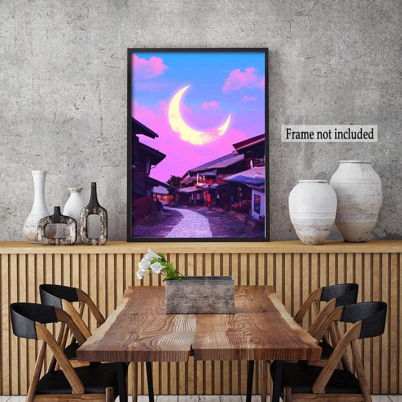 Tiantiandedianpu Japan Art Posters Tokyo City Posters, Pink/Blue