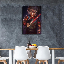 Ifunew Childs Play Chucky Horror Movie Halloween Poster Decorative Wall Art, 16 x 24-inch, Multicolour