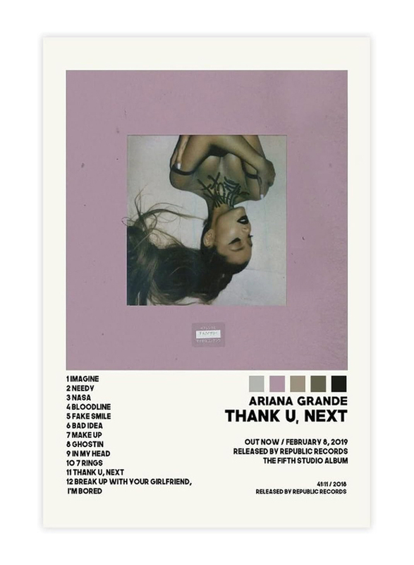 Ouncla Ariana Thank U Next Music Album Cover Canvas Poster, Multicolour